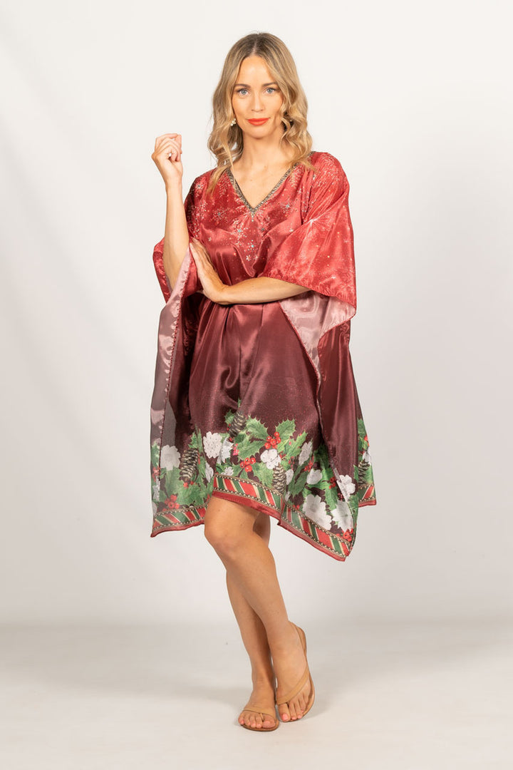 Holly Embellished Christmas Kaftan - Short