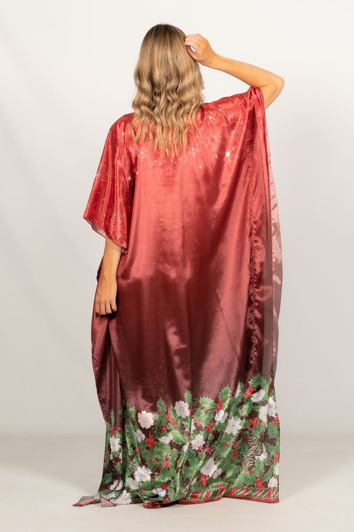 Holly Embellished Christmas Kaftan - Tie Front