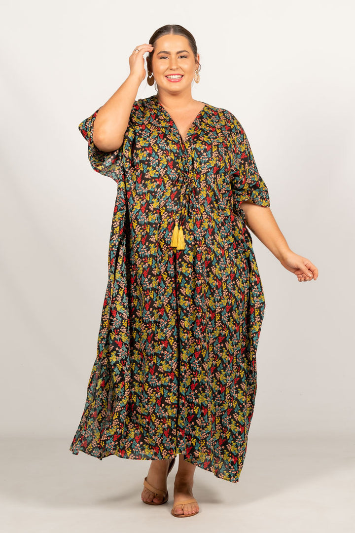 Nirvana Kaftan Dress - Mustard