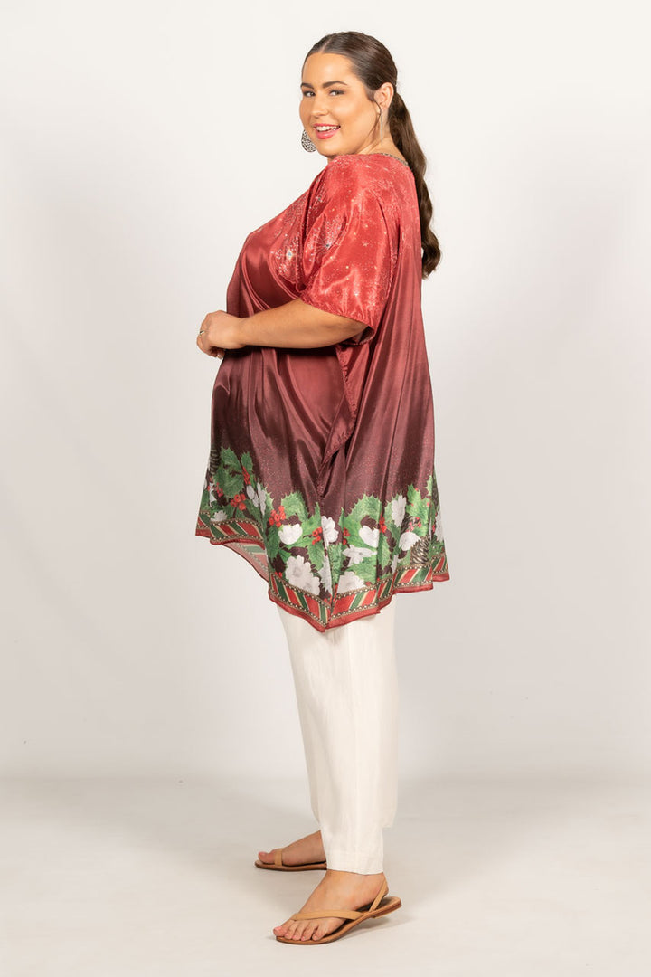 Holly Embellished Christmas Kaftan - Short