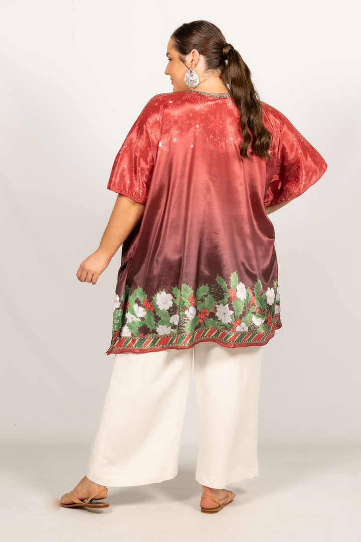 Holly Embellished Christmas Kaftan - Short