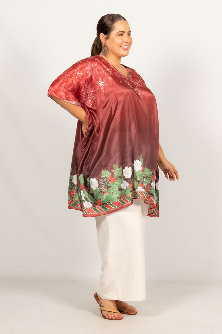 Holly Embellished Christmas Kaftan - Short