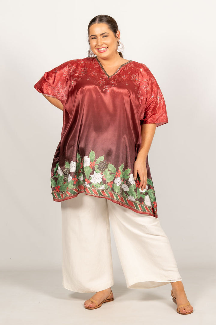 Holly Embellished Christmas Kaftan - Short
