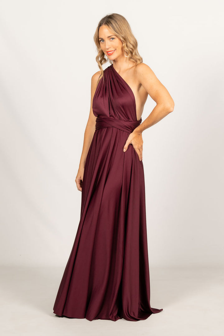 Multi Way Wrap Maxi Dress - Mulberry