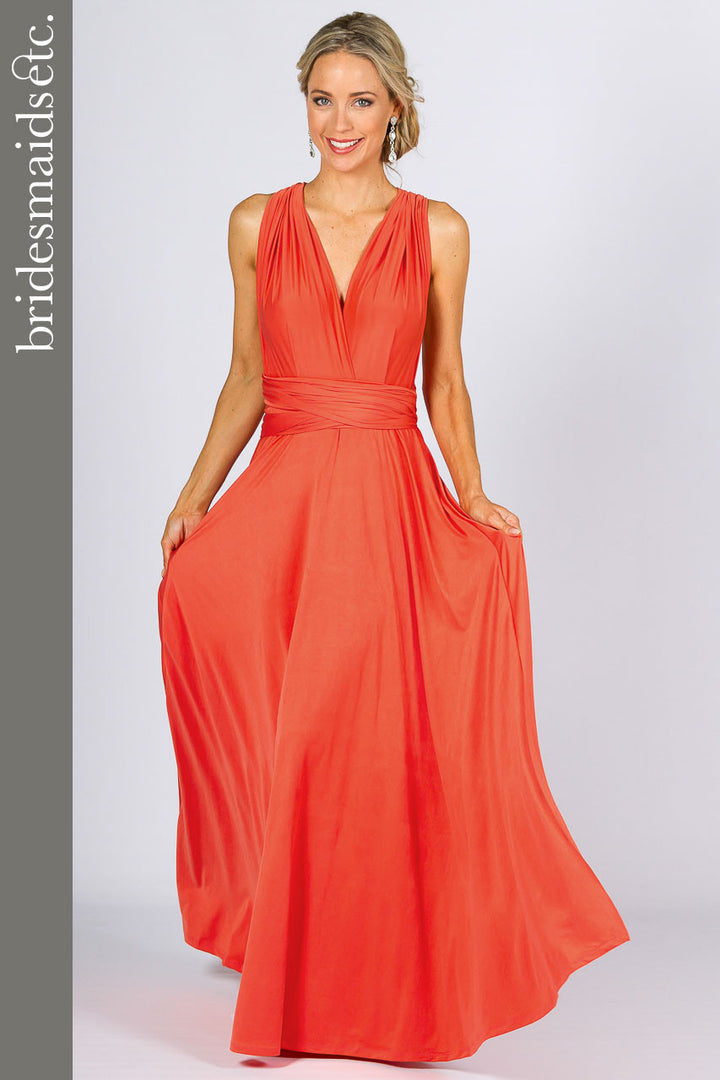 Bridesmaids Etc. Multi Way Wrap Maxi - Tangerine