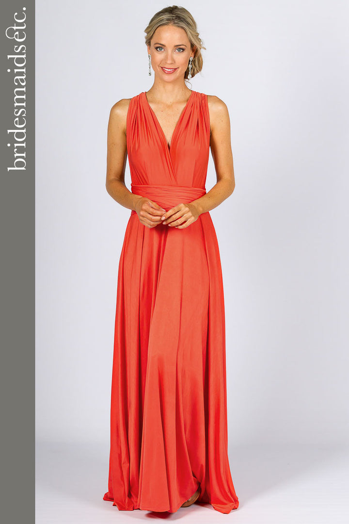 Bridesmaids Etc. Multi Way Wrap Maxi - Tangerine