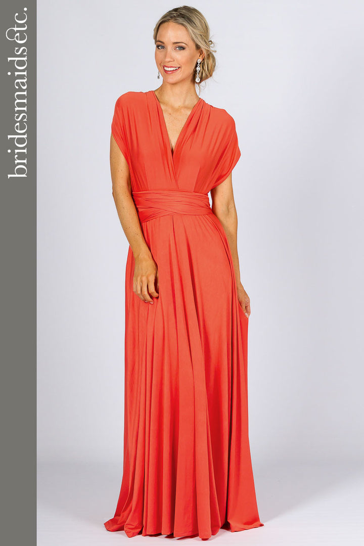 Bridesmaids Etc. Multi Way Wrap Maxi - Tangerine