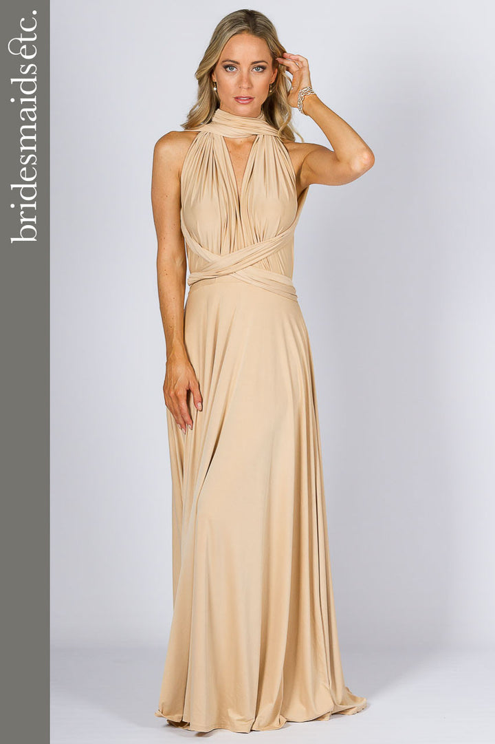 Bridesmaids Etc. Multi Way Wrap Maxi - Champagne / ONLY 2 LEFT!