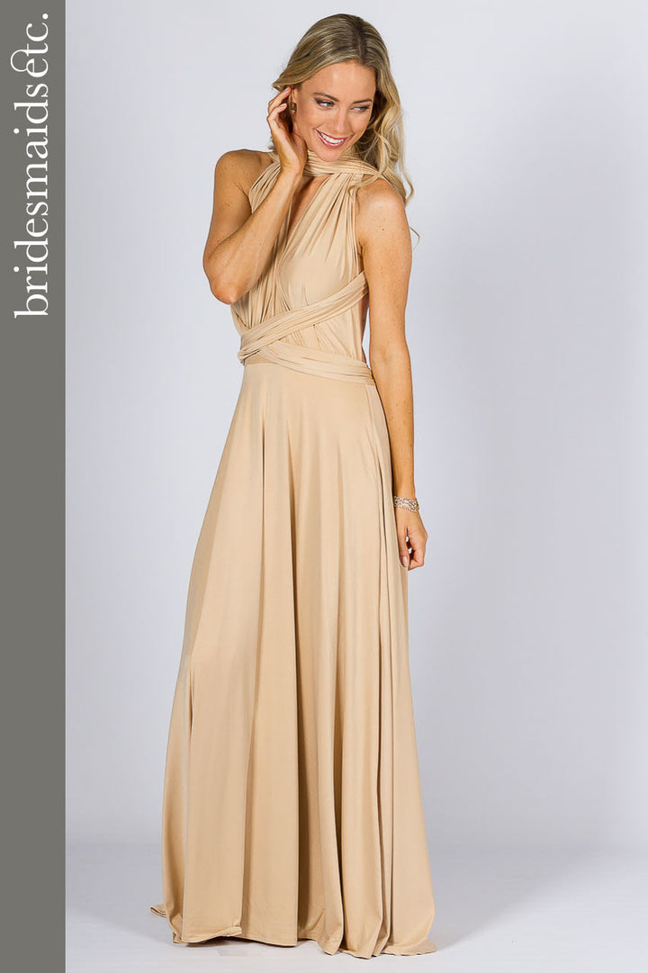 Bridesmaids Etc. Multi Way Wrap Maxi - Champagne / ONLY 2 LEFT!