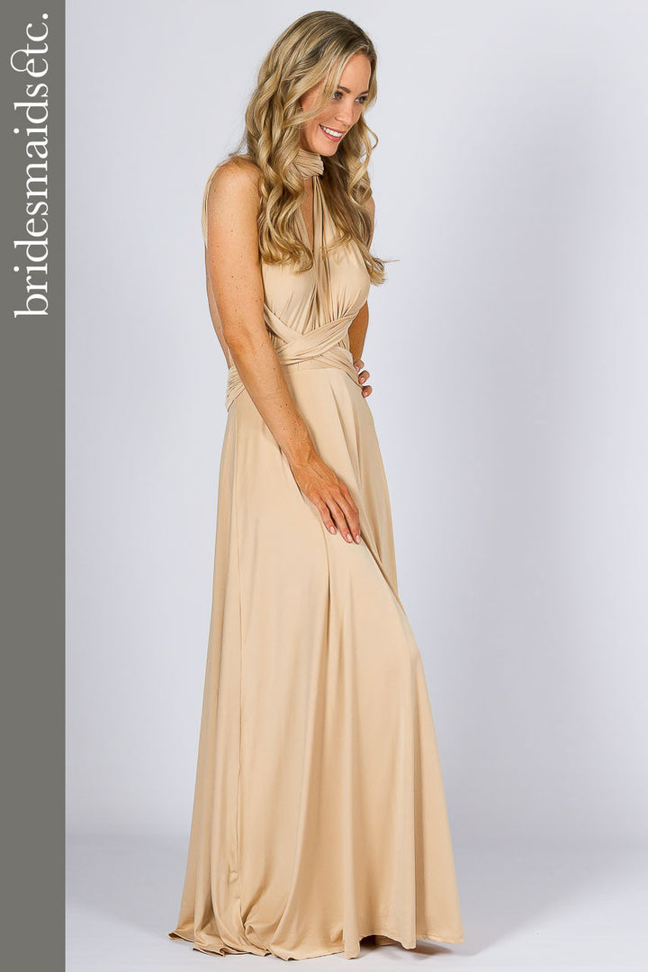 Bridesmaids Etc. Multi Way Wrap Maxi - Champagne / ONLY 2 LEFT!