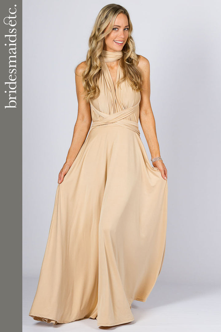 Bridesmaids Etc. Multi Way Wrap Maxi - Champagne / ONLY 2 LEFT!