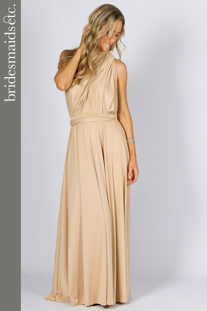 Bridesmaids Etc. Multi Way Wrap Maxi - Champagne / ONLY 2 LEFT!
