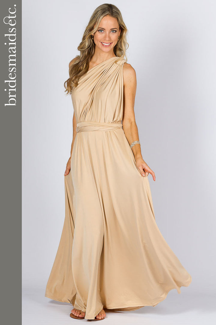 Bridesmaids Etc. Multi Way Wrap Maxi - Champagne / ONLY 2 LEFT!