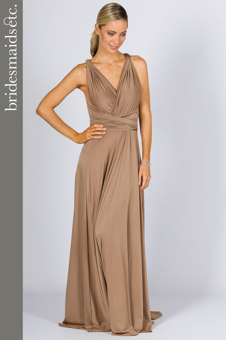 Bridesmaids Etc. Multi Way Wrap Maxi - Mocha / LAST ONE!