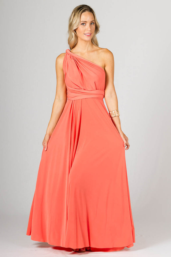 Multi Way Wrap Maxi Dress - Coral