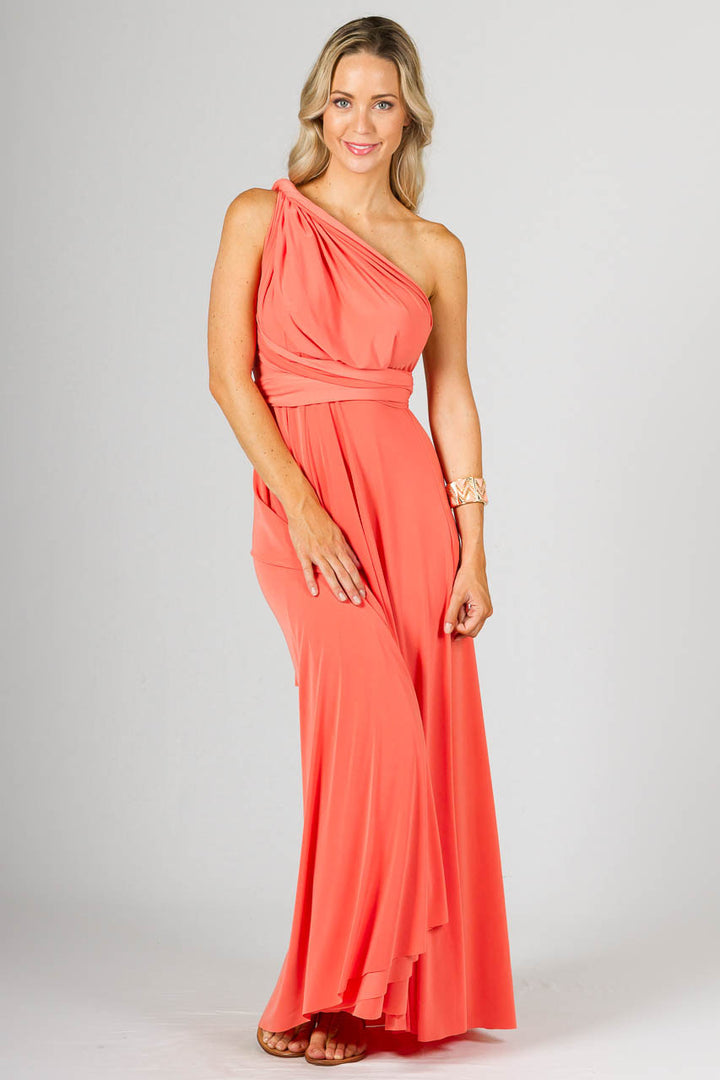 Multi Way Wrap Maxi Dress - Coral