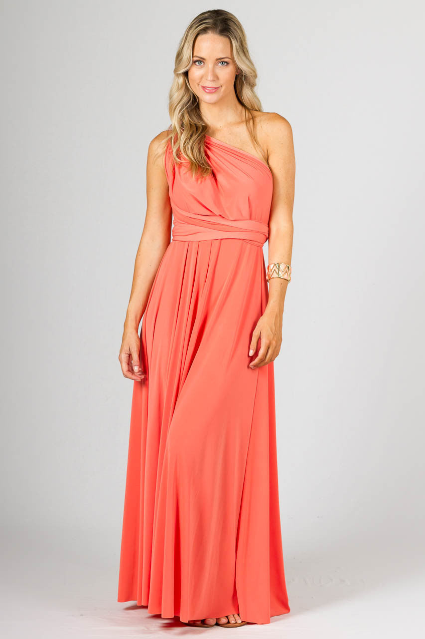 Multi Way Wrap Maxi Dress - Coral