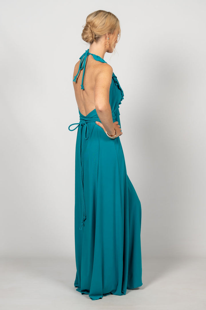 Low Back Ruffle Maxi Dress - Jade
