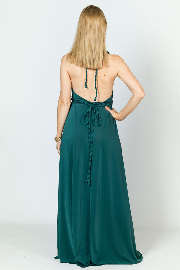 Low Back Ruffle Luxe Maxi Dress - Forest