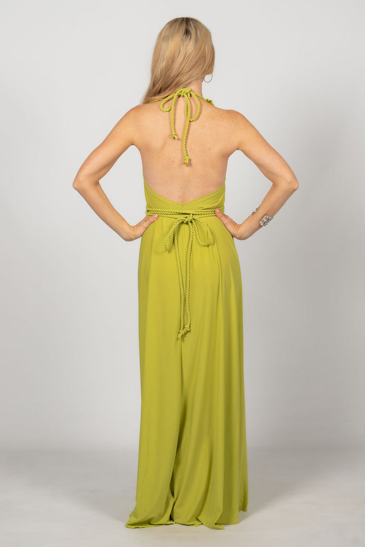 Low Back Ruffle Maxi Dress - Lime