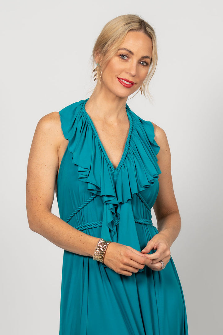 Low Back Ruffle Maxi Dress - Jade
