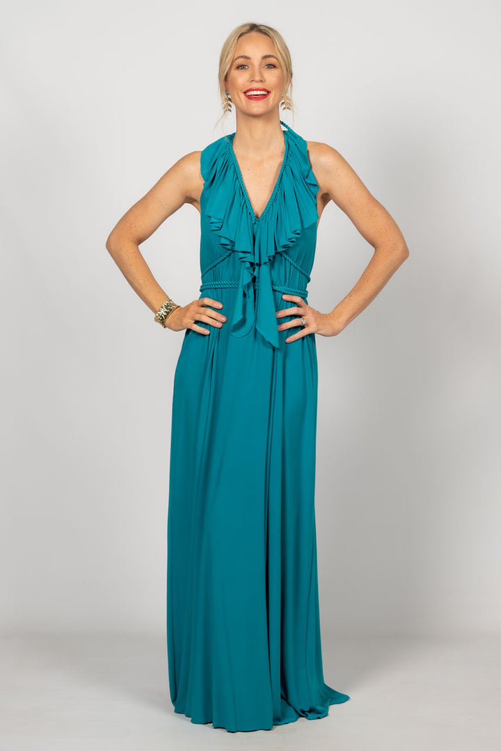 Low Back Ruffle Maxi Dress - Jade