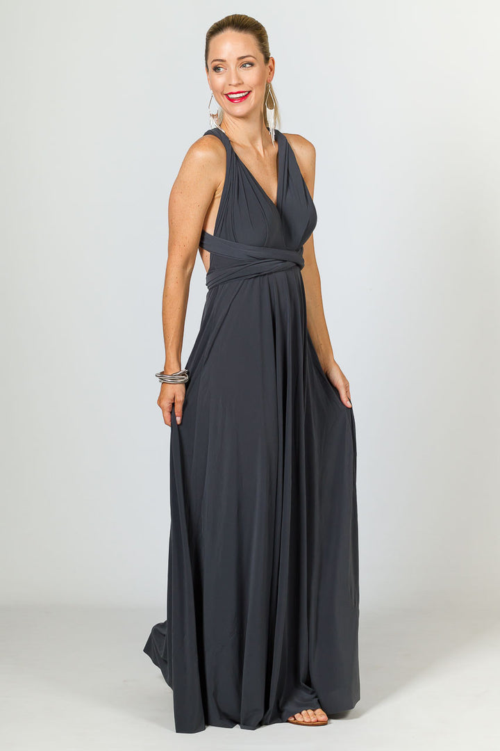 Multi Way Wrap Maxi Dress - Slate