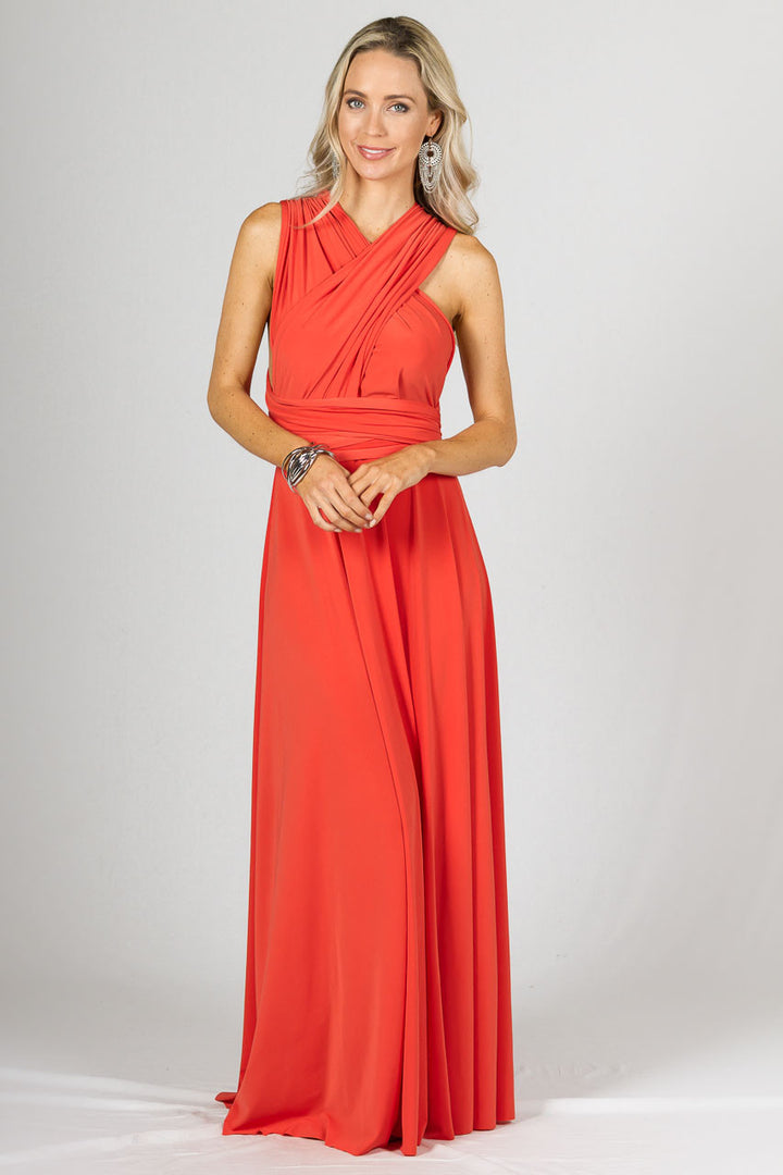 Multi Way Wrap Maxi Dress - Tangerine