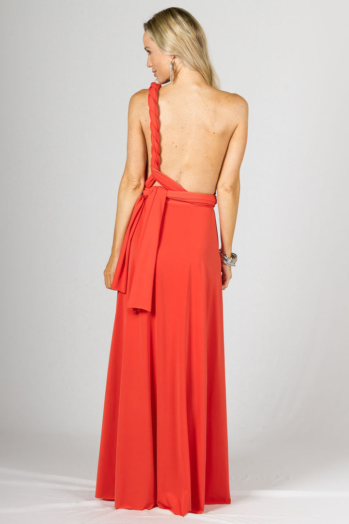 Multi Way Wrap Maxi Dress - Tangerine
