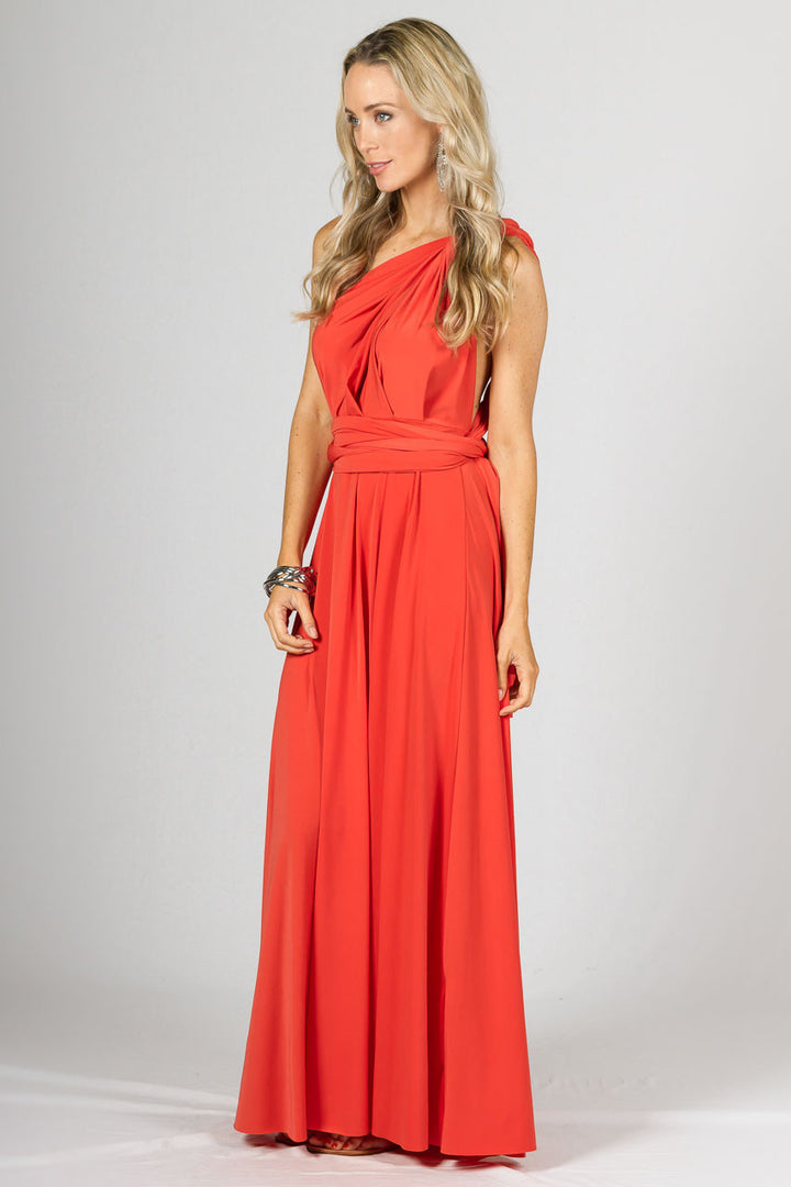 Multi Way Wrap Maxi Dress - Tangerine