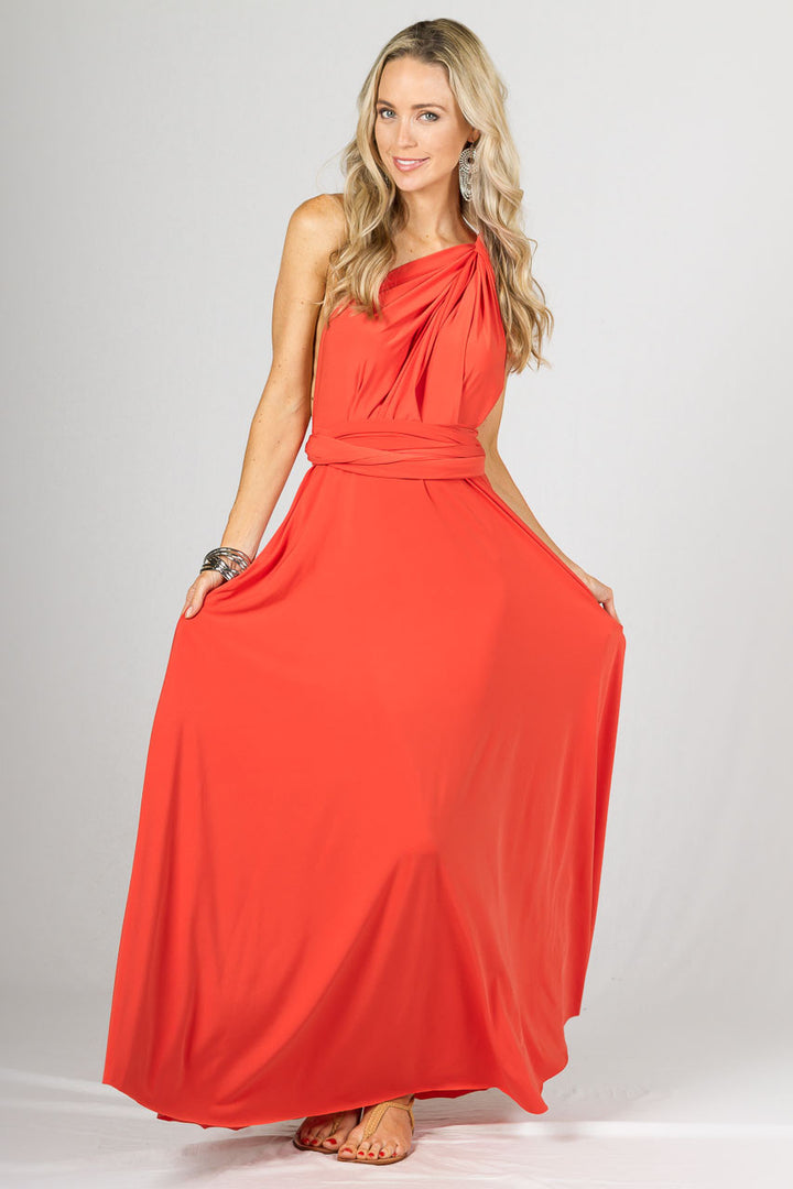 Multi Way Wrap Maxi Dress - Tangerine