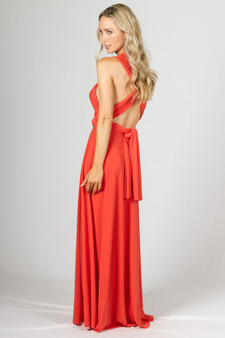 Multi Way Wrap Maxi Dress - Tangerine