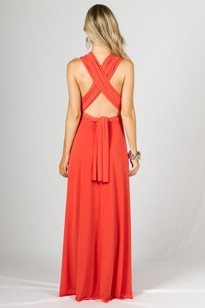 Multi Way Wrap Maxi Dress - Tangerine