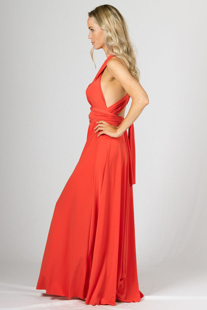 Multi Way Wrap Maxi Dress - Tangerine