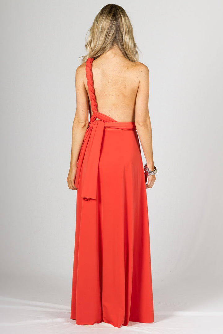 Multi Way Wrap Maxi Dress - Tangerine