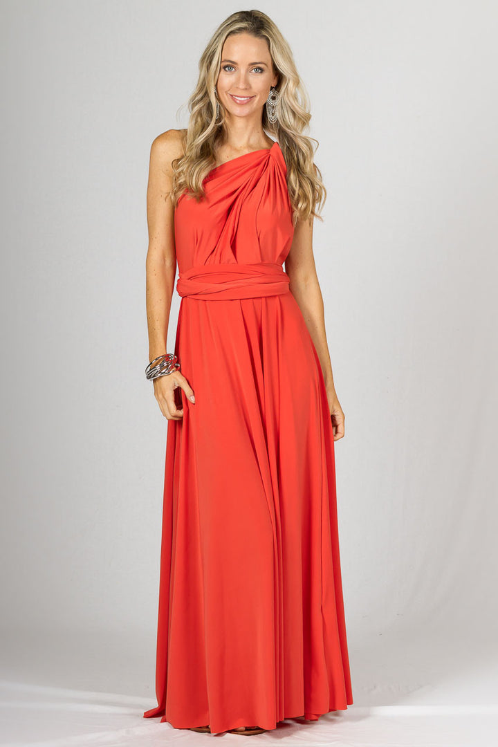 Multi Way Wrap Maxi Dress - Tangerine