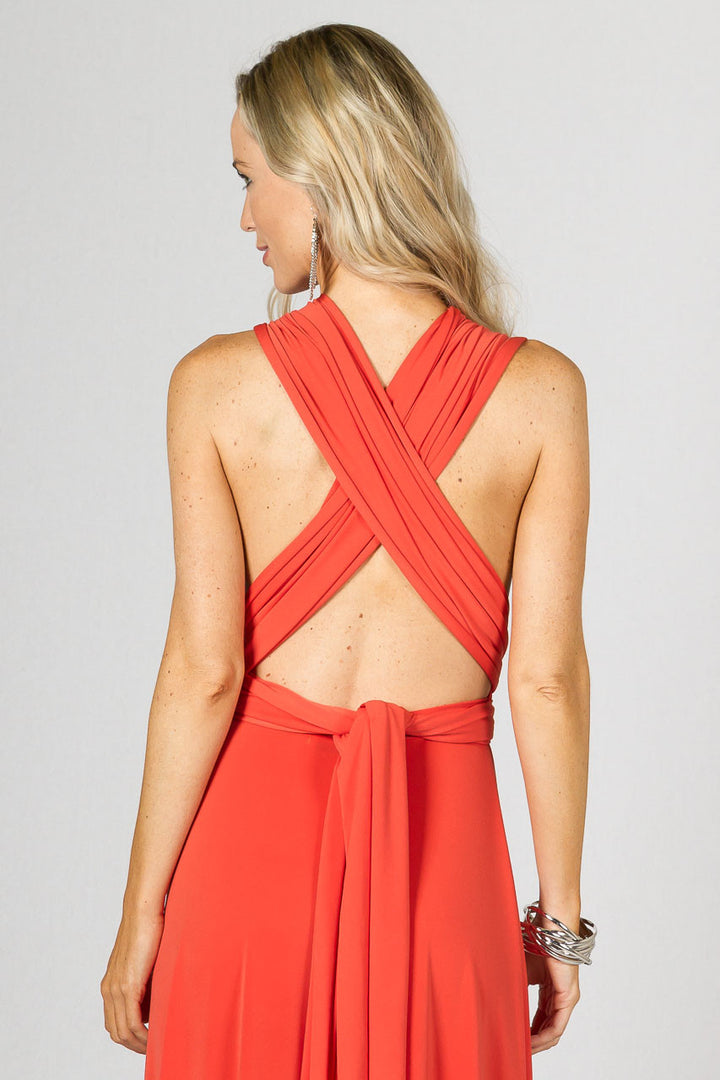 Multi Way Wrap Maxi Dress - Tangerine
