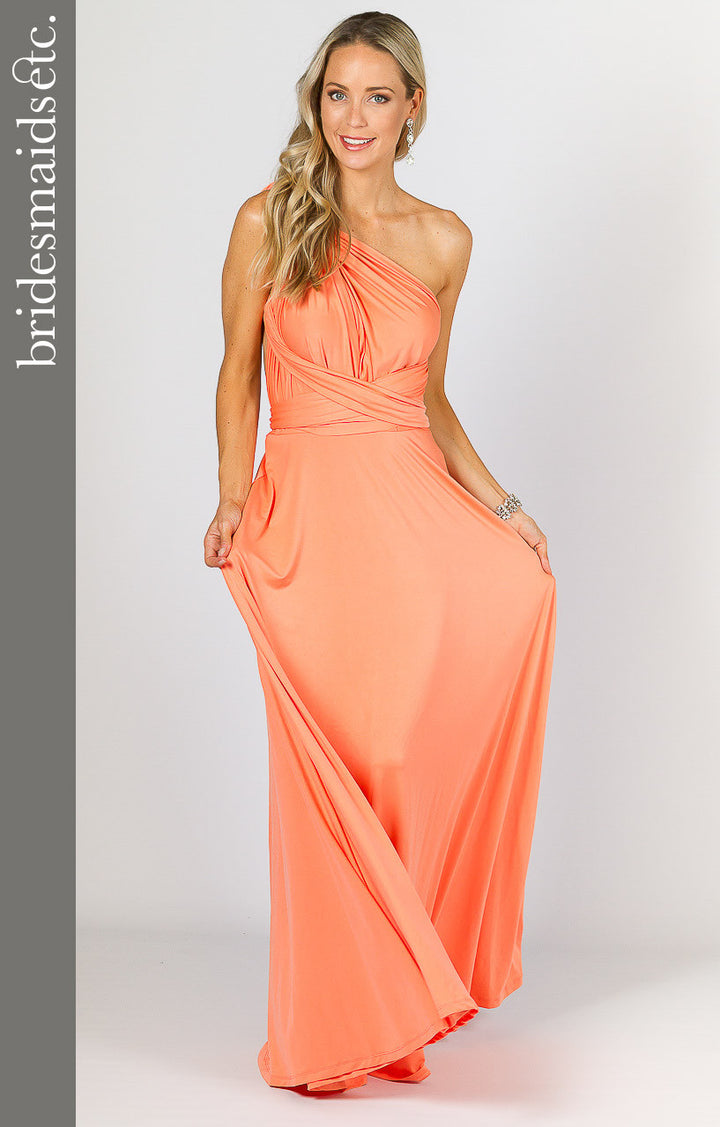 Bridesmaids Etc. Multi Way Wrap Maxi - Peach