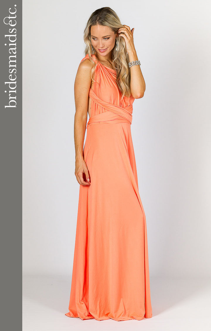 Bridesmaids Etc. Multi Way Wrap Maxi - Peach