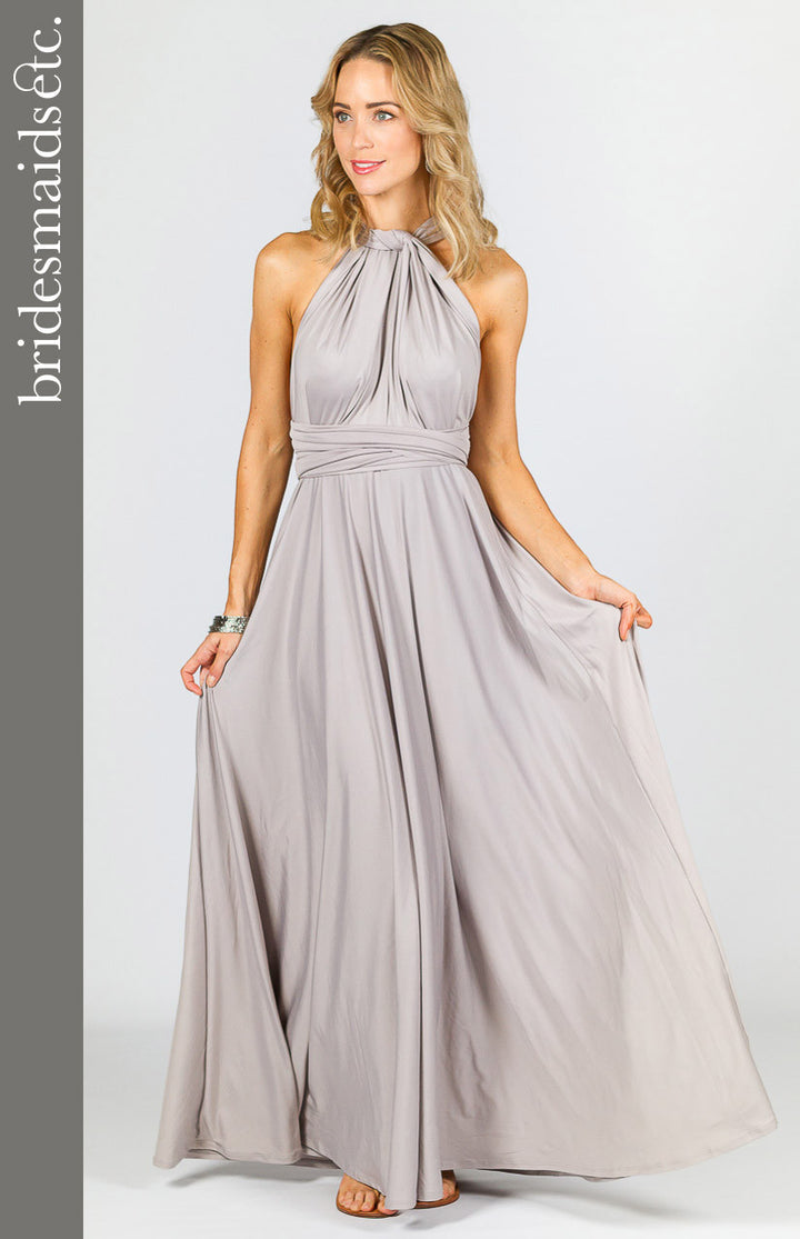 Bridesmaids Etc. Multi Way Wrap Maxi - Silver