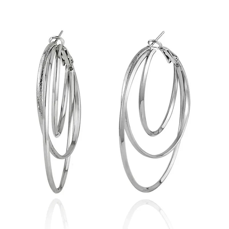 Silver Multi Layer Hoops