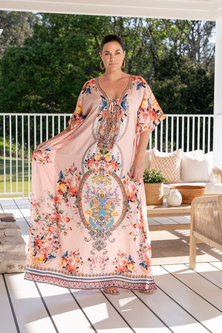 Lola Embellished Kaftan - Tie Front