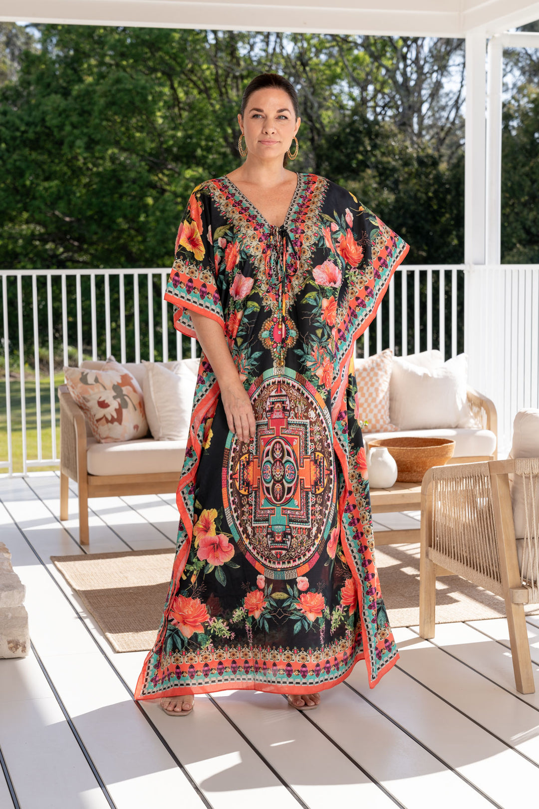 Maya Embellished Kaftan - Tie Front