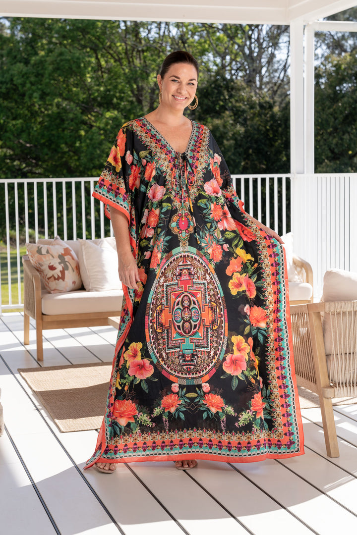 Maya Embellished Kaftan - Tie Front