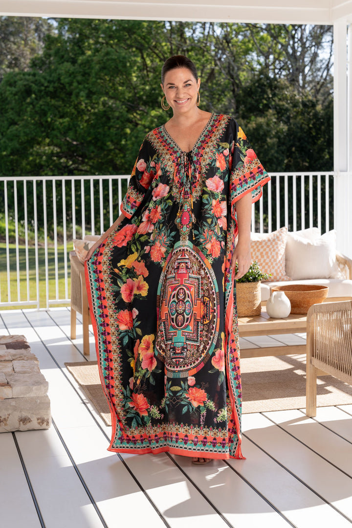 Maya Embellished Kaftan - Tie Front