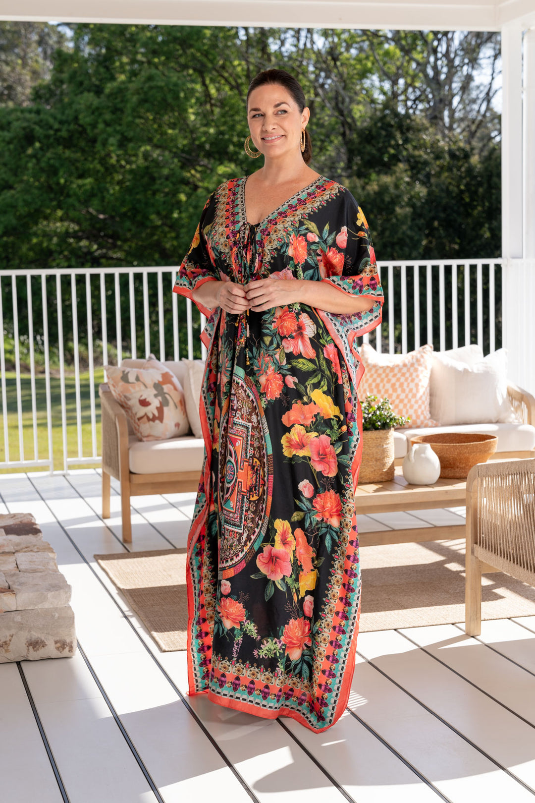 Maya Embellished Kaftan - Tie Front