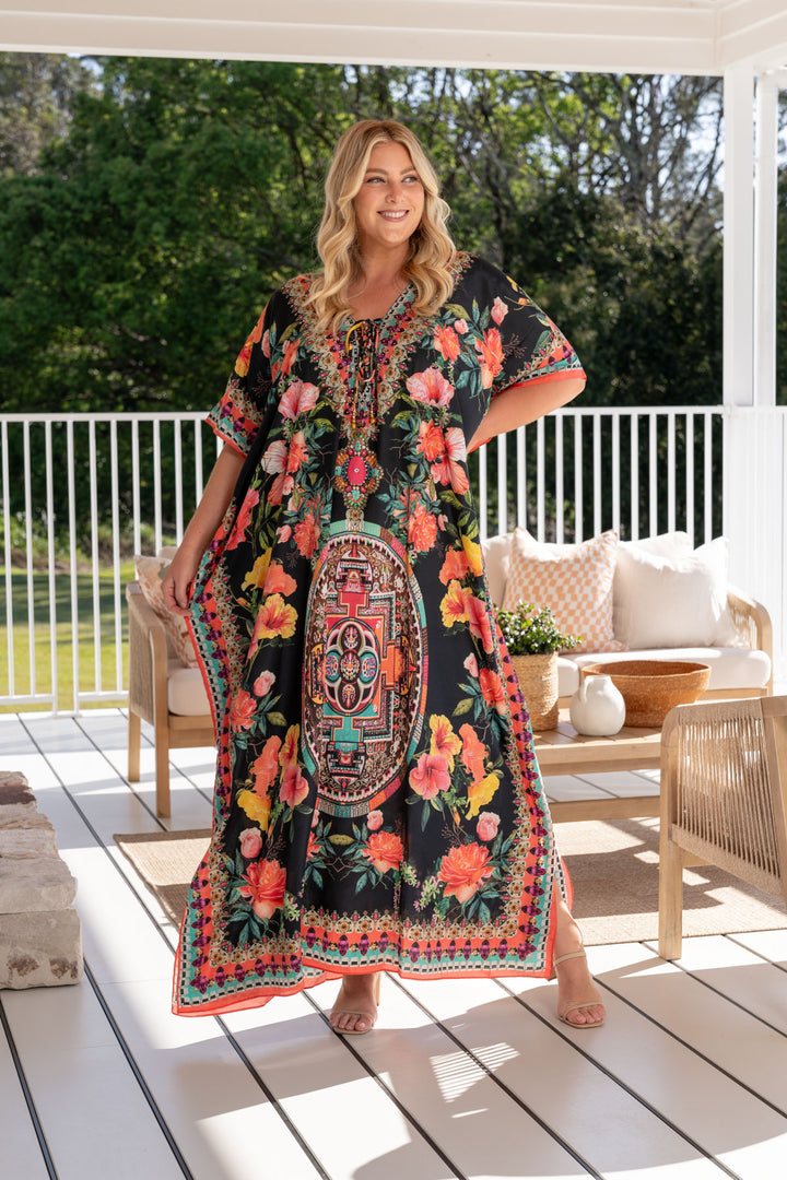 Maya Embellished Kaftan - Tie Front