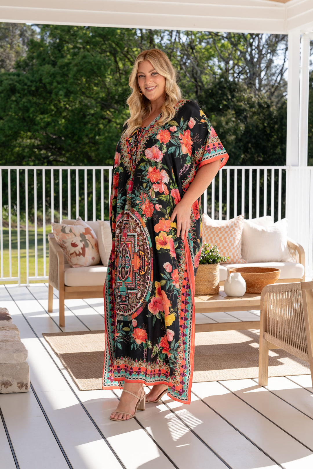 Maya Embellished Kaftan - Tie Front