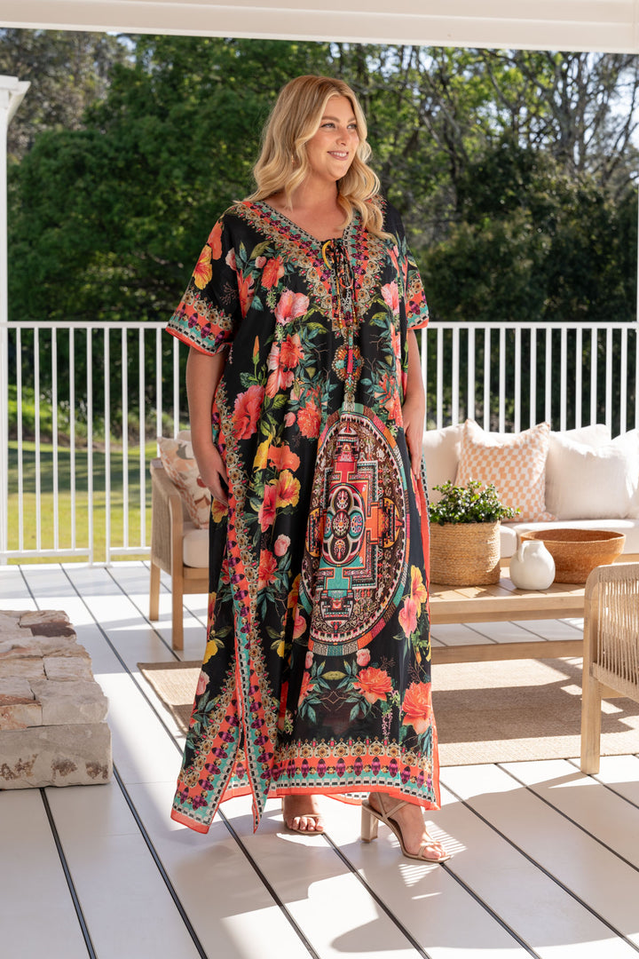 Maya Embellished Kaftan - Tie Front