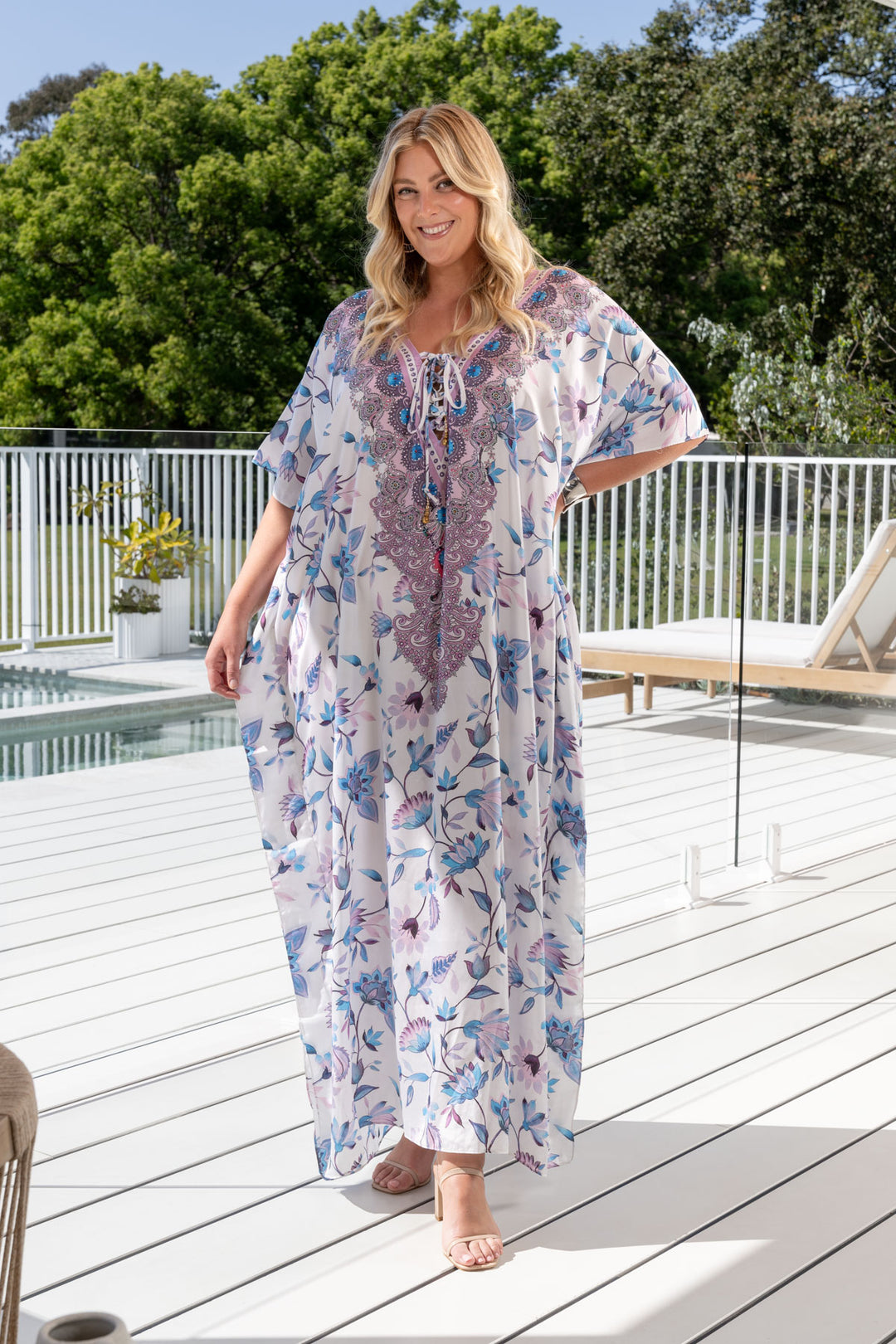 Emme Embellished Kaftan - Tie Front